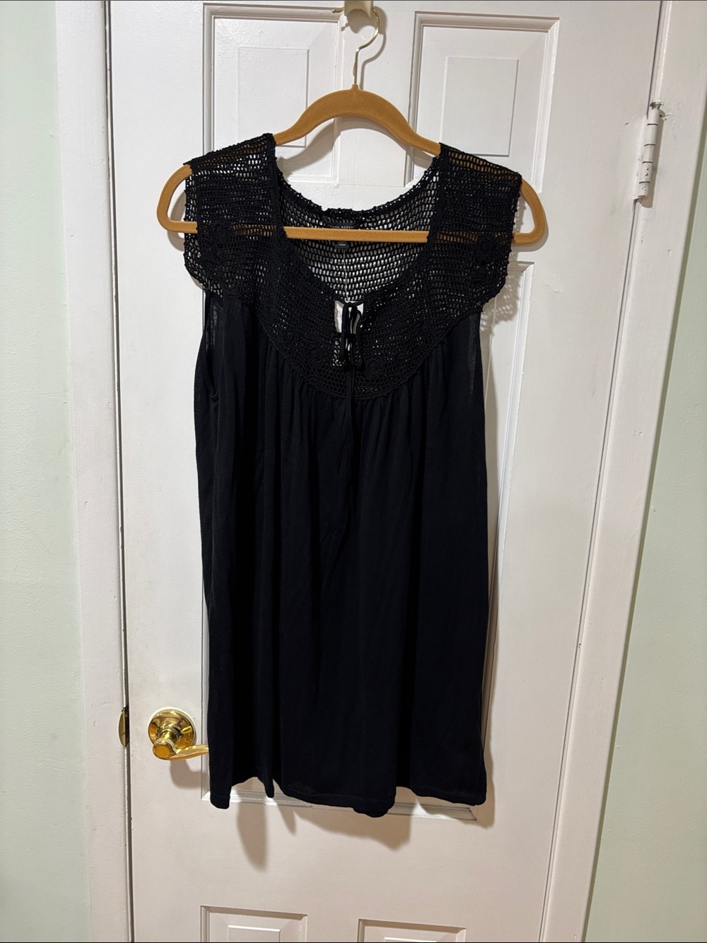 Black Crochet Yoke BR Sleeveless top
